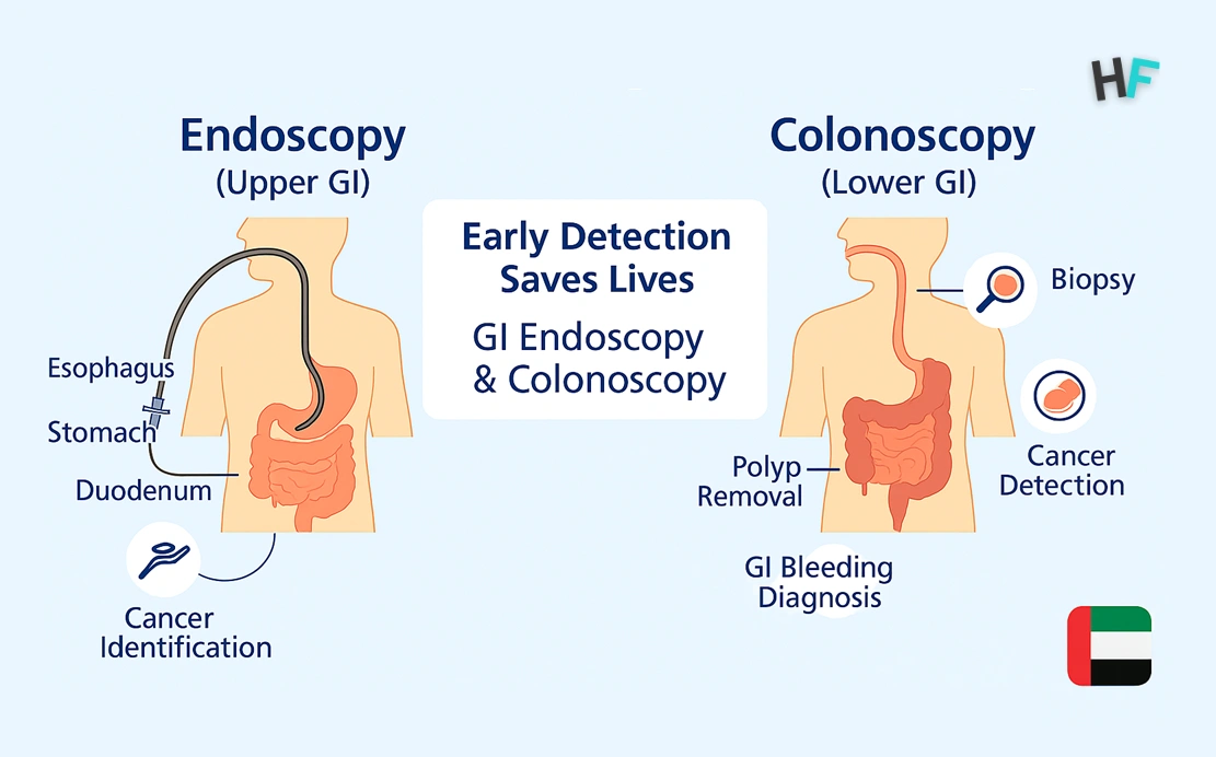 Why are endoscopy and colonoscopy procedures important in gastrointestinal diagnostics?